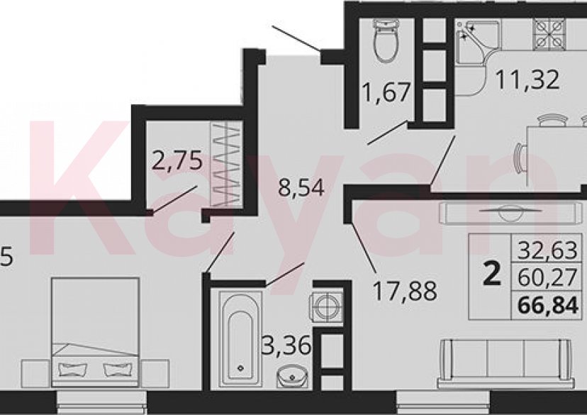 Продажа 2-комн. квартиры, 60.27 кв.м фото 0 Продажа 2-комн. квартиры, 60.27 кв.м фото 0