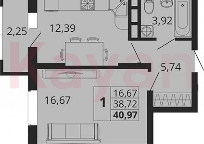 Продажа 1-комн. квартиры, 38.72 кв.м фото 0