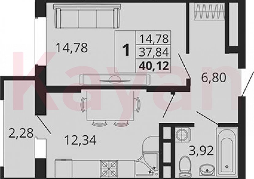 Продажа 1-комн. квартиры, 37.84 кв.м фото 0