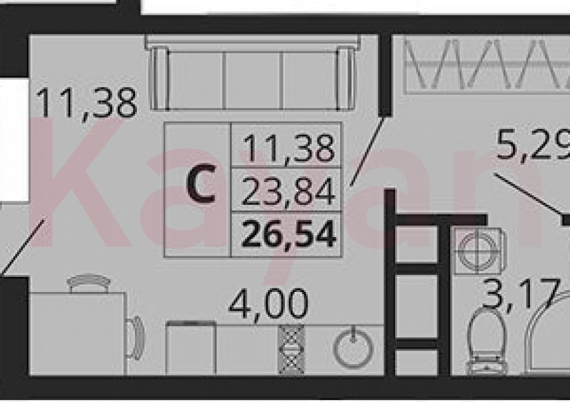 Продажа студии, 23.84 кв.м фото 0 Продажа студии, 23.84 кв.м фото 0