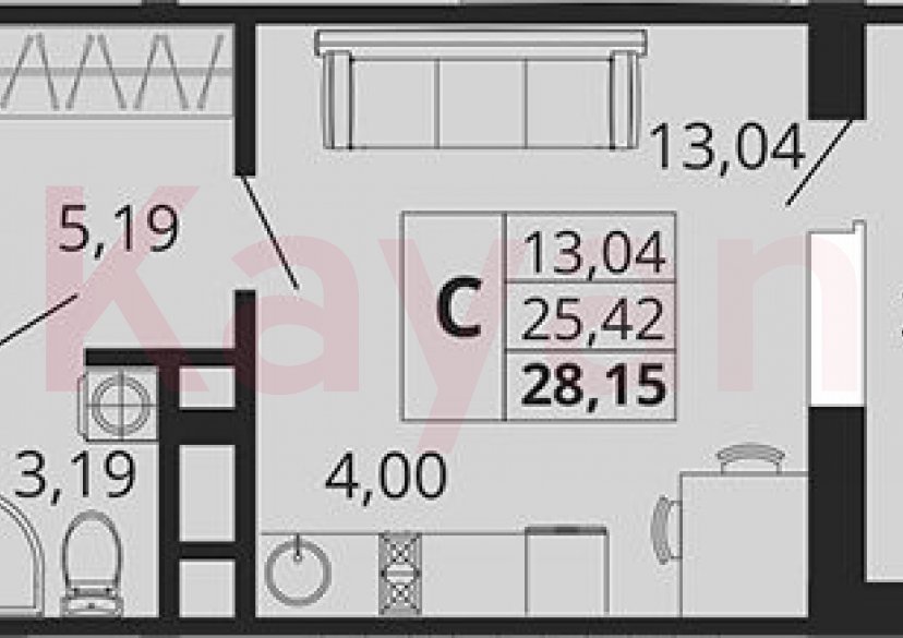Продажа студии, 25.42 кв.м фото 0