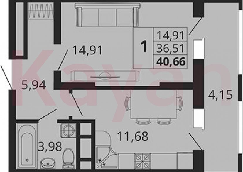 Продажа 1-комн. квартиры, 36.51 кв.м фото 0