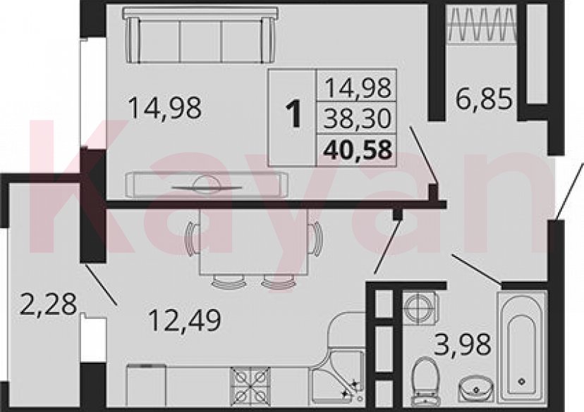 Продажа 1-комн. квартиры, 38.3 кв.м фото 0 Продажа 1-комн. квартиры, 38.3 кв.м фото 0