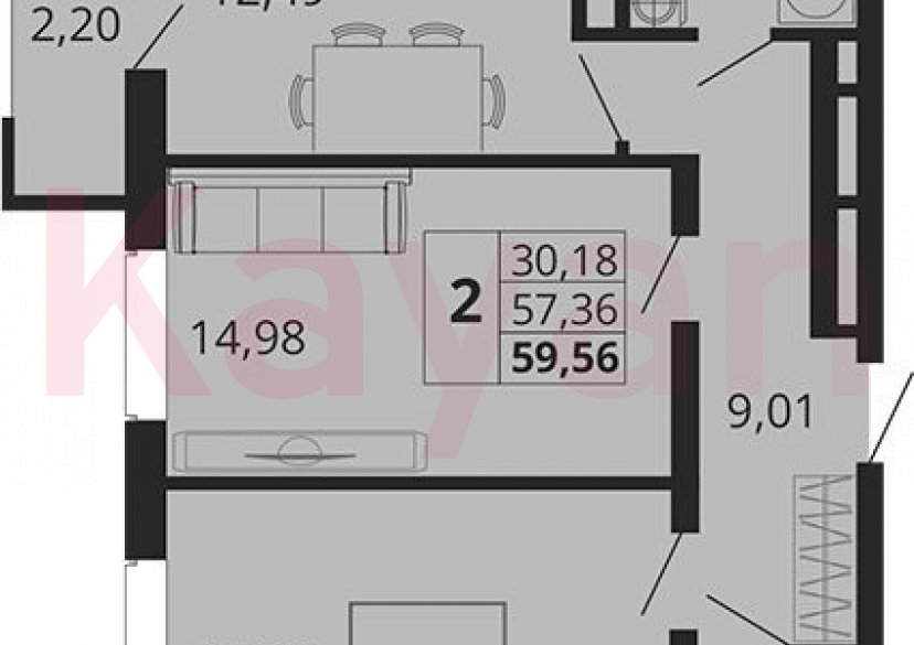 Продажа 2-комн. квартиры, 57.36 кв.м фото 0 Продажа 2-комн. квартиры, 57.36 кв.м фото 0