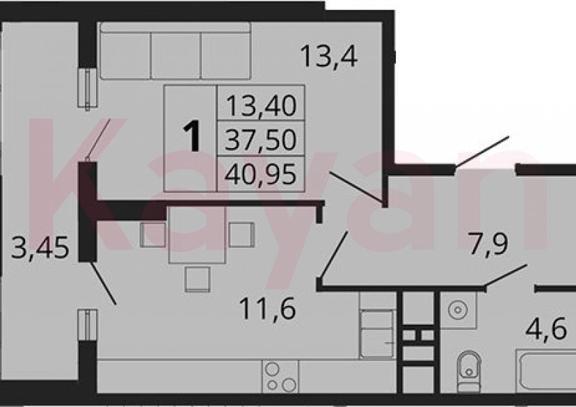 Продажа 1-комн. квартиры, 37.5 кв.м фото 0