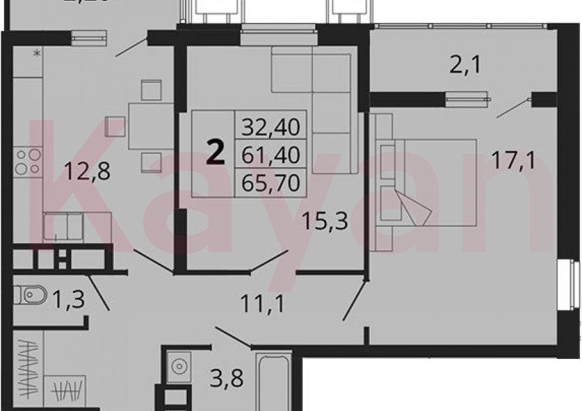 Продажа 2-комн. квартиры, 61.4 кв.м фото 0 Продажа 2-комн. квартиры, 61.4 кв.м фото 0