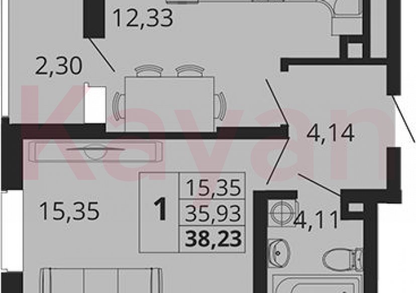 Продажа 1-комн. квартиры, 35.93 кв.м фото 0