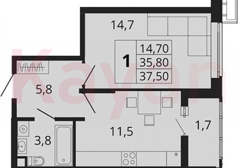 Продажа 1-комн. квартиры, 35.8 кв.м фото 0 Продажа 1-комн. квартиры, 35.8 кв.м фото 0