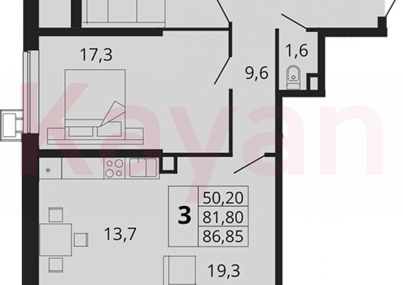 Продажа 3-комн. квартиры, 81.8 кв.м фото 0