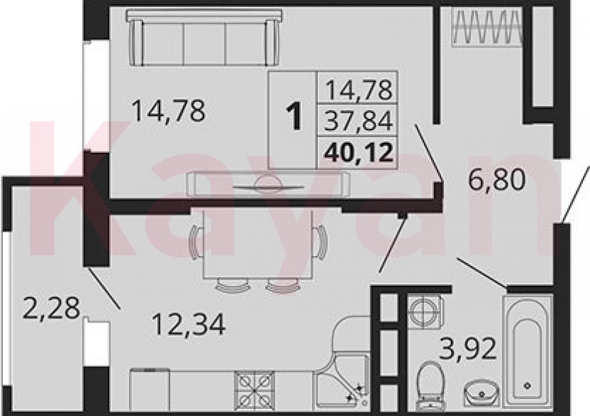 Продажа 1-комн. квартиры, 37.84 кв.м фото 0