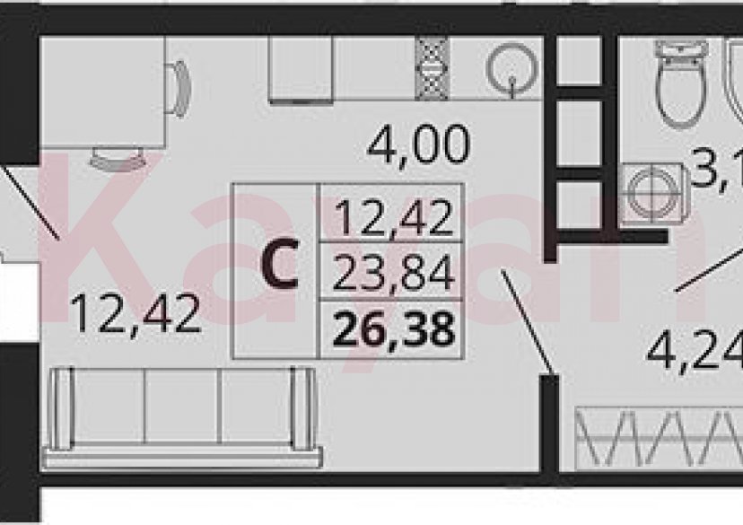 Продажа студии, 23.84 кв.м фото 0
