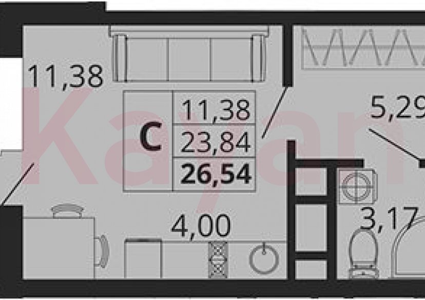 Продажа студии, 23.84 кв.м фото 0