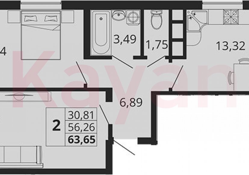 Продажа 2-комн. квартиры, 56.26 кв.м фото 0
