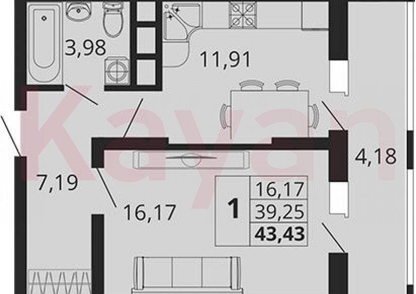 Продажа 1-комн. квартиры, 39.25 кв.м фото 0