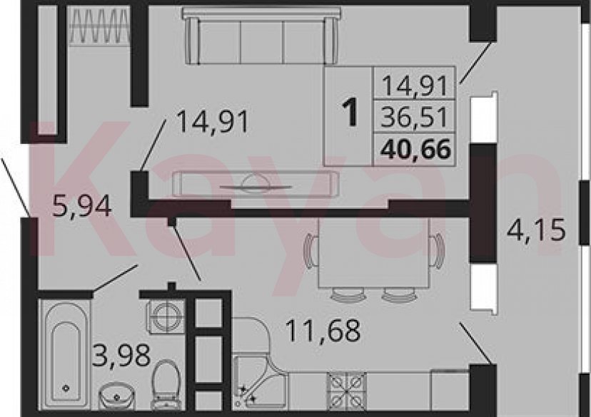 Продажа 1-комн. квартиры, 36.51 кв.м фото 0