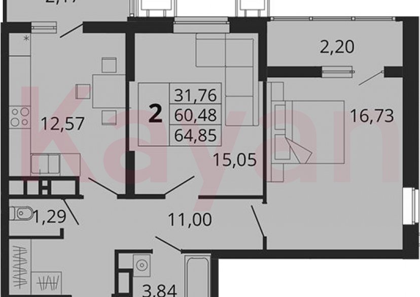 Продажа 2-комн. квартиры, 60.48 кв.м фото 0 Продажа 2-комн. квартиры, 60.48 кв.м фото 0