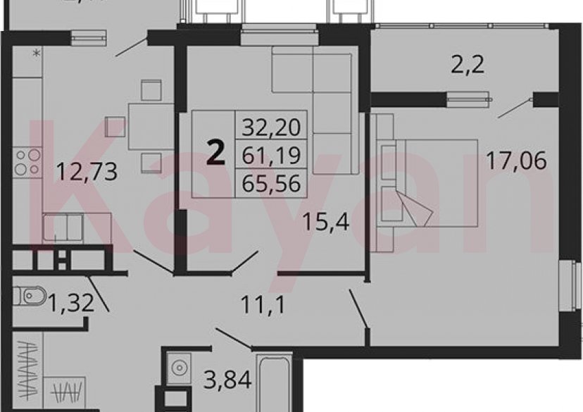 Продажа 2-комн. квартиры, 61.45 кв.м фото 0 Продажа 2-комн. квартиры, 61.45 кв.м фото 0