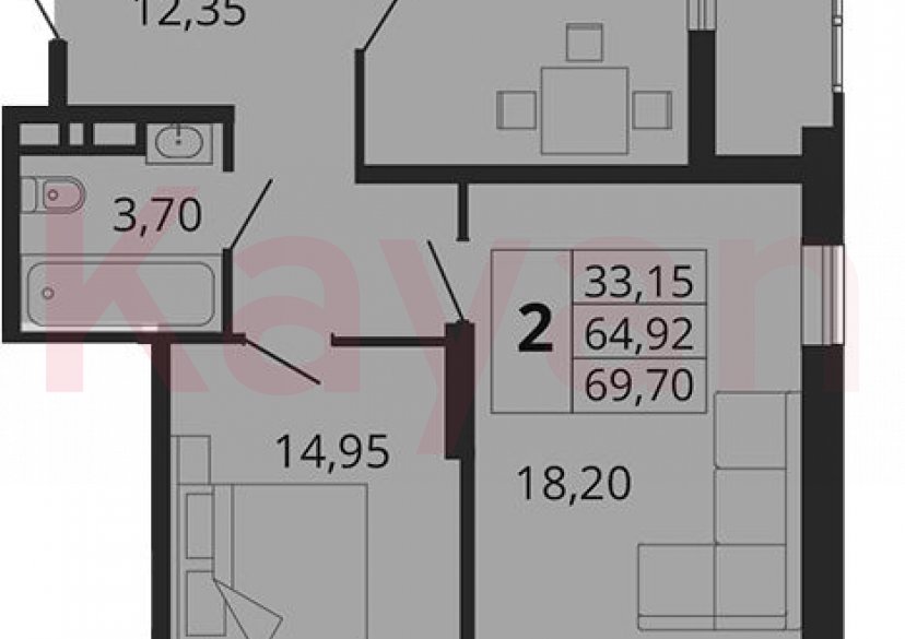 Продажа 2-комн. квартиры, 64.92 кв.м фото 0