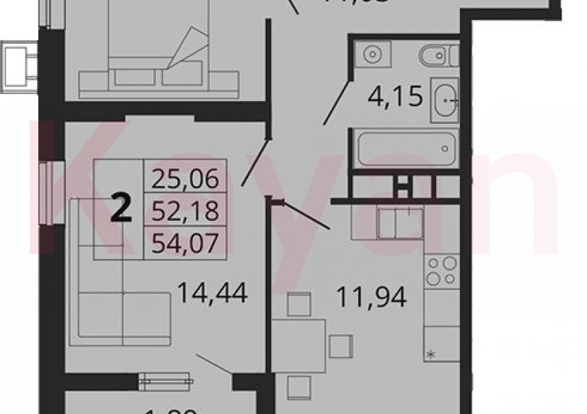 Продажа 2-комн. квартиры, 52.18 кв.м фото 0 Продажа 2-комн. квартиры, 52.18 кв.м фото 0