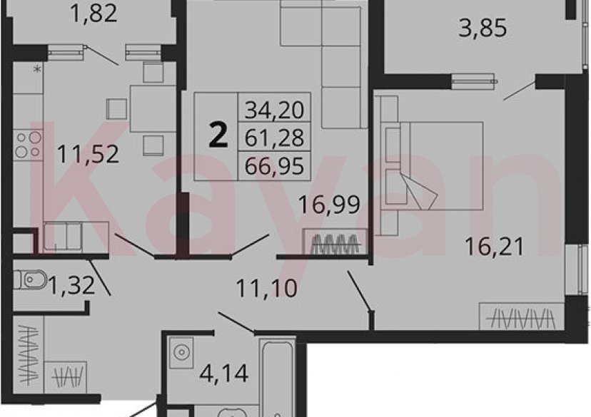 Продажа 2-комн. квартиры, 61.28 кв.м фото 0