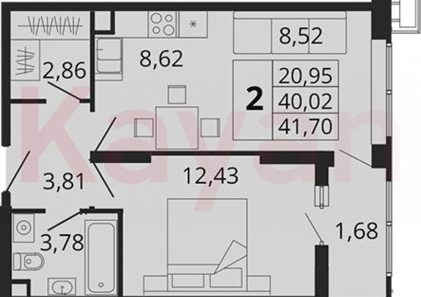 Продажа 1-комн. квартиры, 40.02 кв.м фото 0