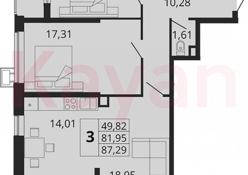 Продажа 3-комн. квартиры, 81.95 кв.м фото 0