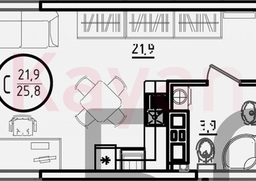 Продажа студии, 25.8 кв.м фото 0
