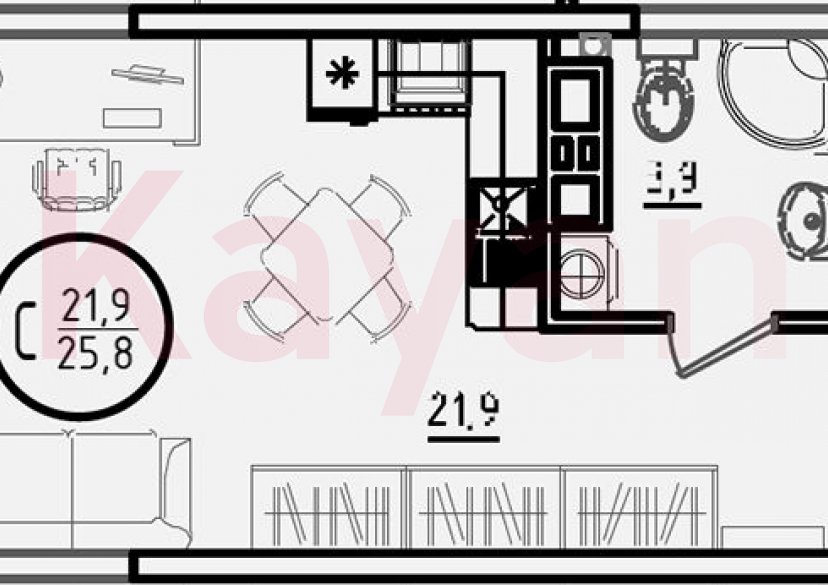 Продажа студии, 25.8 кв.м фото 0