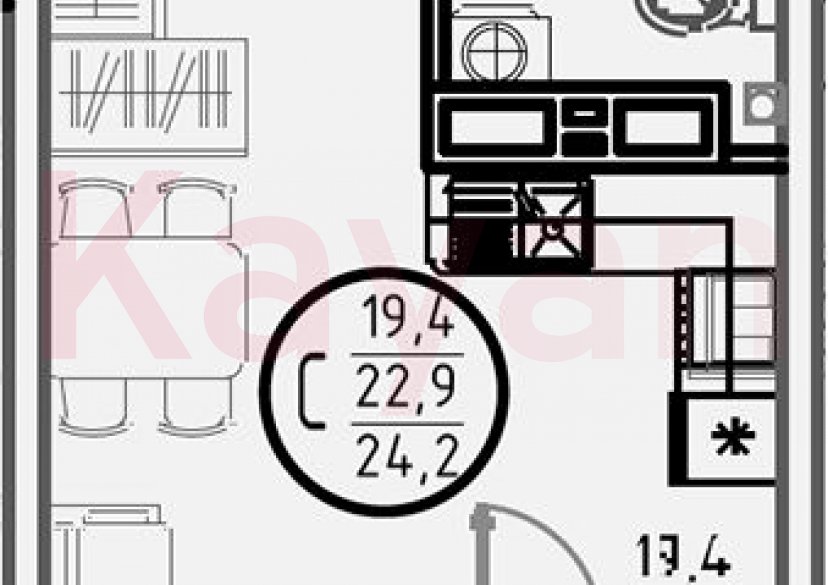 Продажа студии, 22.9 кв.м фото 0 Продажа студии, 22.9 кв.м фото 0