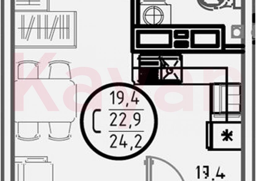 Продажа студии, 22.9 кв.м фото 0 Продажа студии, 22.9 кв.м фото 0