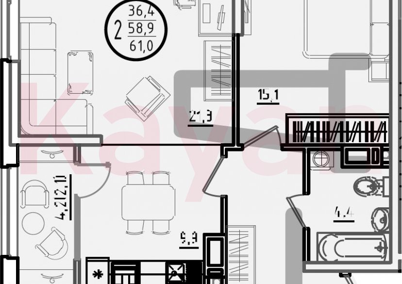 Продажа 2-комн. квартиры, 58.9 кв.м фото 0 Продажа 2-комн. квартиры, 58.9 кв.м фото 0