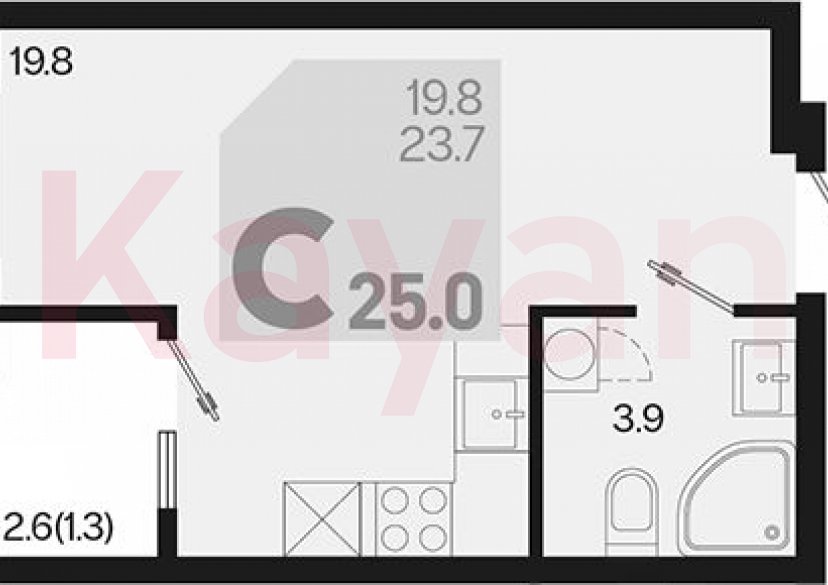 Продажа студии, 23.7 кв.м фото 0 Продажа студии, 23.7 кв.м фото 0