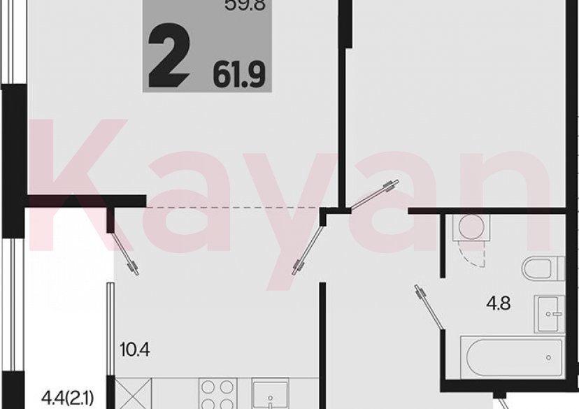 Продажа 2-комн. квартиры, 59.8 кв.м фото 0 Продажа 2-комн. квартиры, 59.8 кв.м фото 0