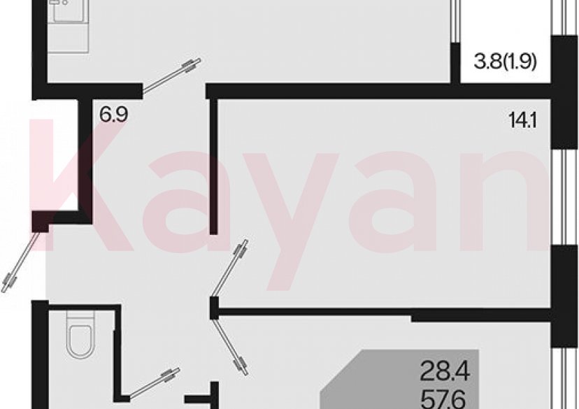 Продажа 2-комн. квартиры, 57.6 кв.м фото 0 Продажа 2-комн. квартиры, 57.6 кв.м фото 0
