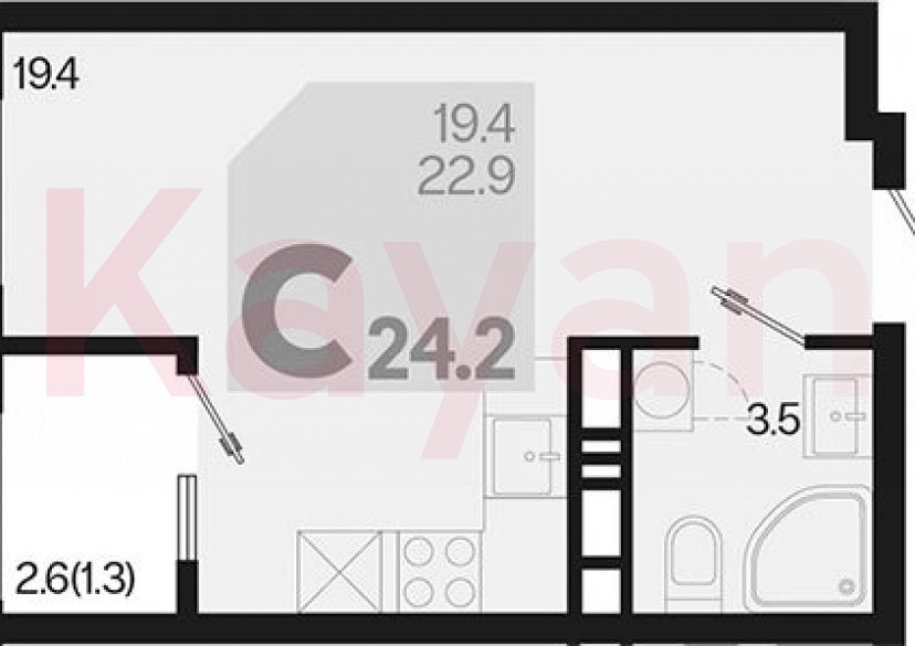 Продажа студии, 22.9 кв.м фото 0