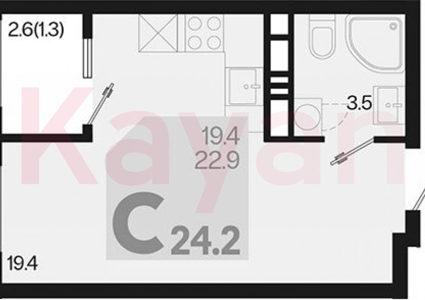 Продажа студии, 22.9 кв.м фото 0 Продажа студии, 22.9 кв.м фото 0