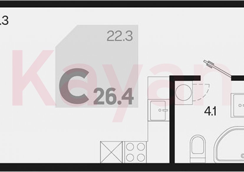 Продажа студии, 26.4 кв.м фото 0 Продажа студии, 26.4 кв.м фото 0