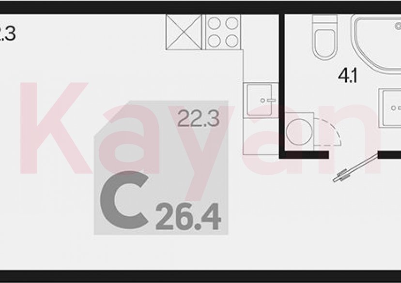 Продажа студии, 26.4 кв.м фото 0