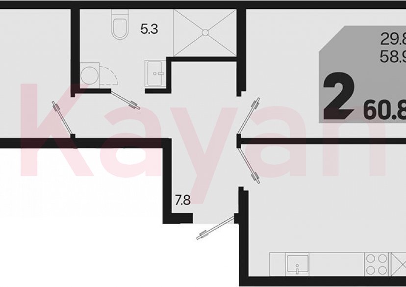 Продажа 2-комн. квартиры, 58.9 кв.м фото 0 Продажа 2-комн. квартиры, 58.9 кв.м фото 0