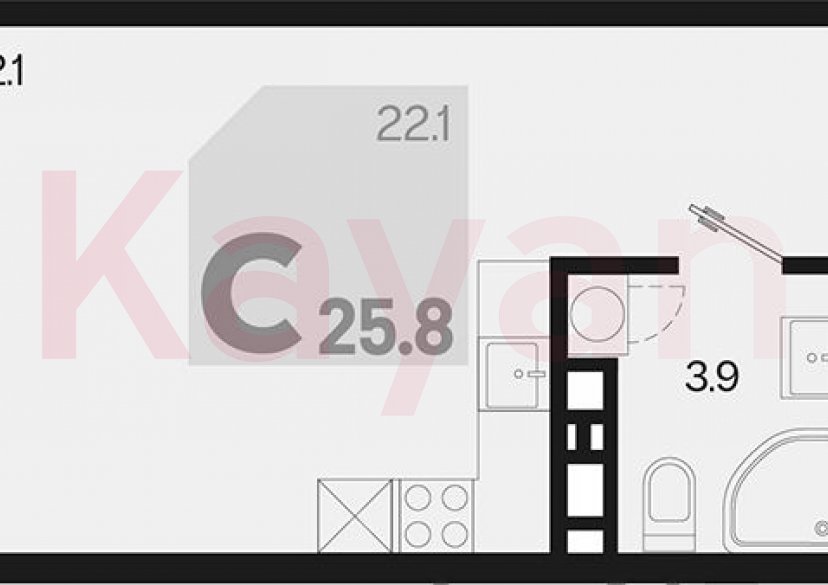 Продажа студии, 25.8 кв.м фото 0 Продажа студии, 25.8 кв.м фото 0