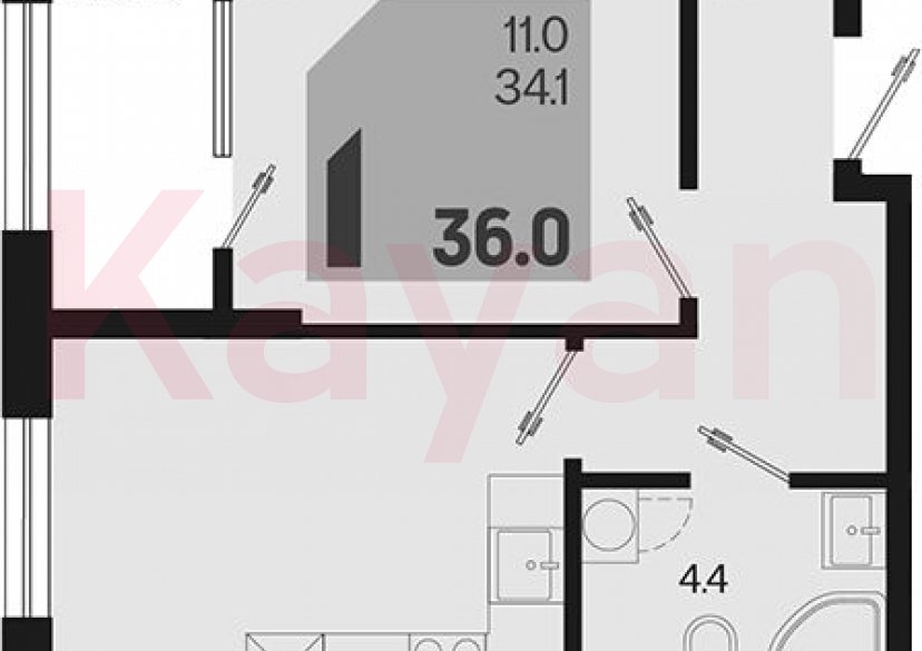 Продажа 1-комн. квартиры, 34.1 кв.м фото 0 Продажа 1-комн. квартиры, 34.1 кв.м фото 0