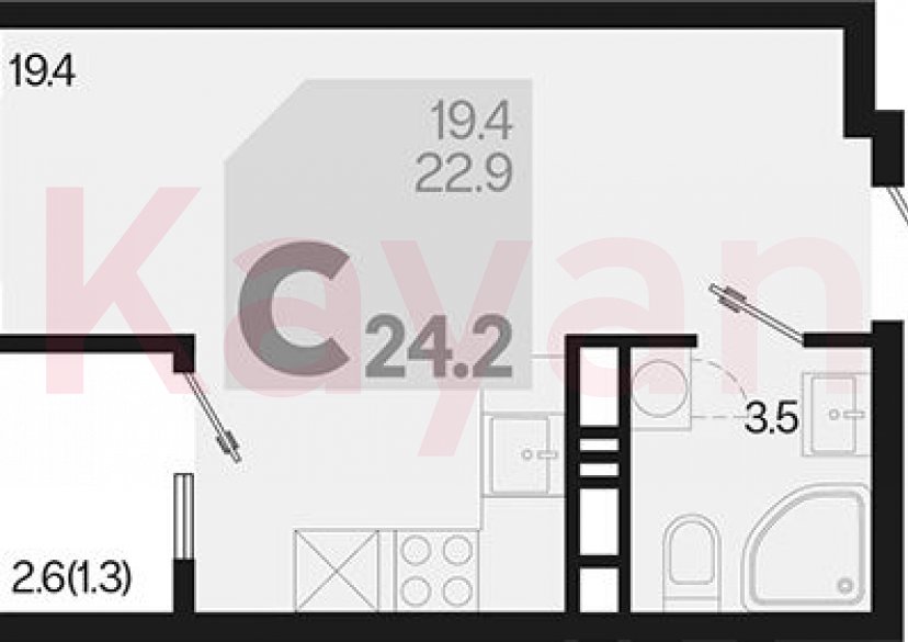 Продажа студии, 22.9 кв.м фото 0 Продажа студии, 22.9 кв.м фото 0