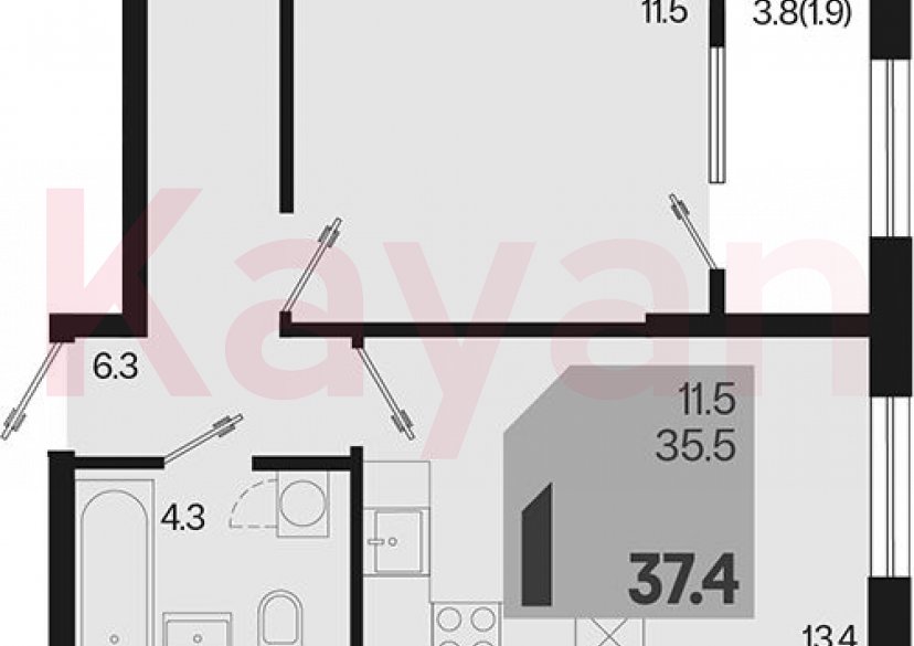 Продажа 1-комн. квартиры, 35.5 кв.м фото 0 Продажа 1-комн. квартиры, 35.5 кв.м фото 0