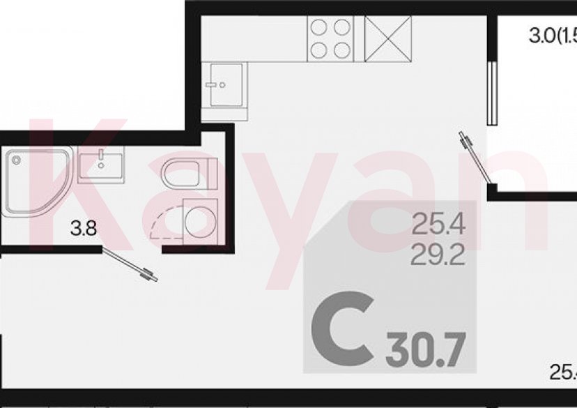 Продажа студии, 29.2 кв.м фото 0 Продажа студии, 29.2 кв.м фото 0