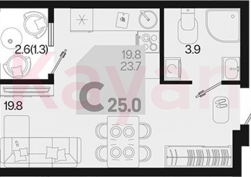 Продажа студии, 23.7 кв.м фото 0