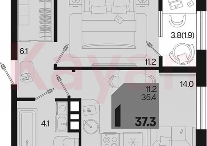 Продажа 1-комн. квартиры, 35.4 кв.м фото 0 Продажа 1-комн. квартиры, 35.4 кв.м фото 0