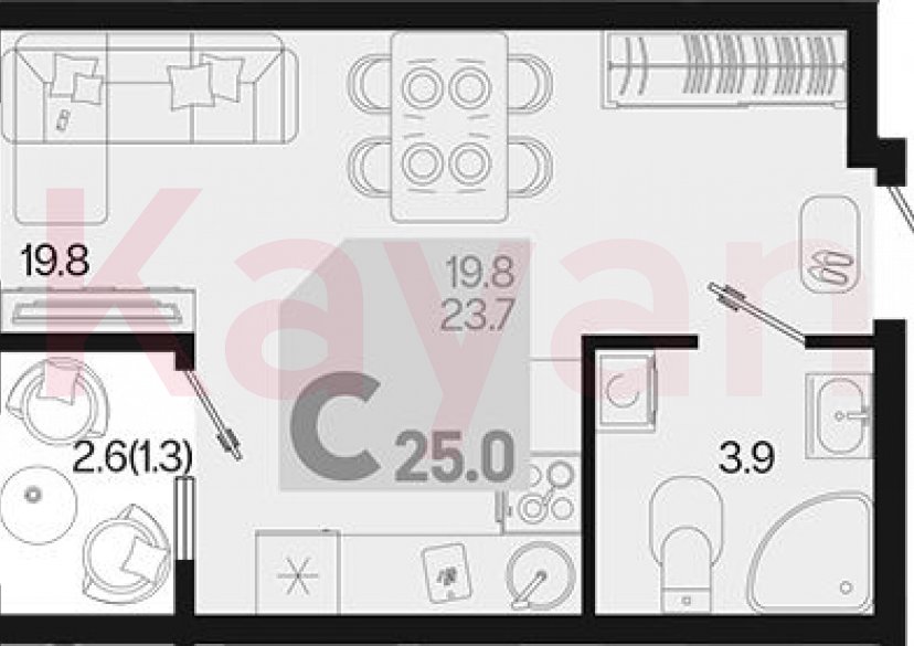 Продажа студии, 23.7 кв.м фото 0