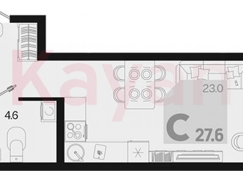 Продажа студии, 27.6 кв.м фото 0 Продажа студии, 27.6 кв.м фото 0
