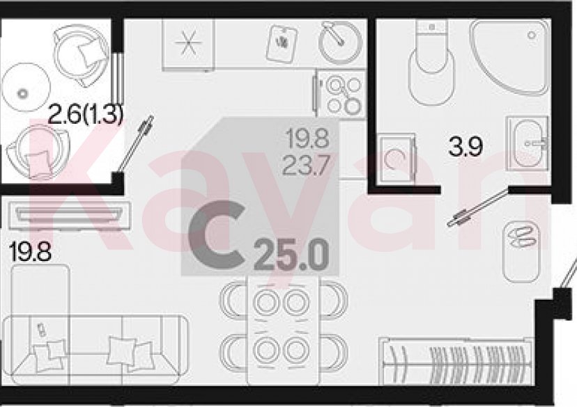 Продажа студии, 23.7 кв.м фото 0 Продажа студии, 23.7 кв.м фото 0