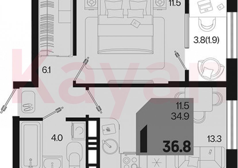 Продажа 1-комн. квартиры, 34.9 кв.м фото 0 Продажа 1-комн. квартиры, 34.9 кв.м фото 0